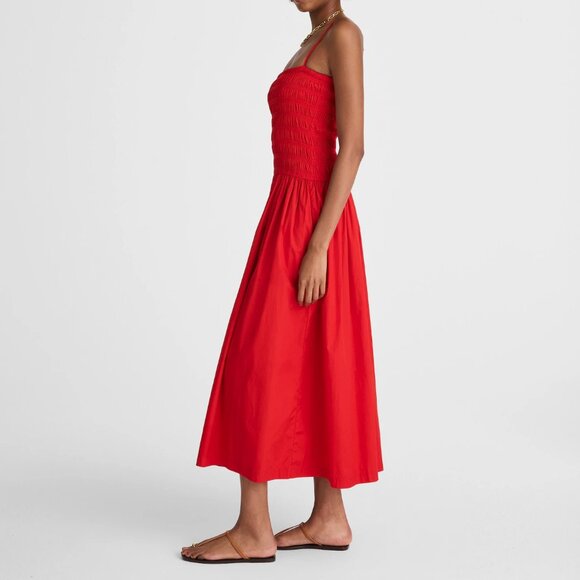 NWT Madewell Peony Smocked Maxi Dress Red Medium Petite - Picture 2 of 5